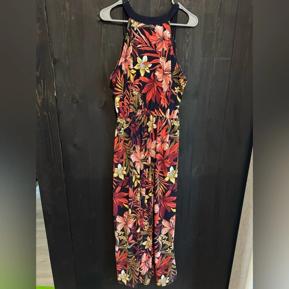 Enfocus Studio Navy and Coral Floral Dress - Picture 3 of 3
